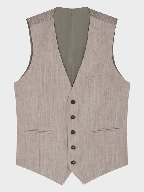 Gilet de costume en laine mélangée beige - Father & Sons   - 4 