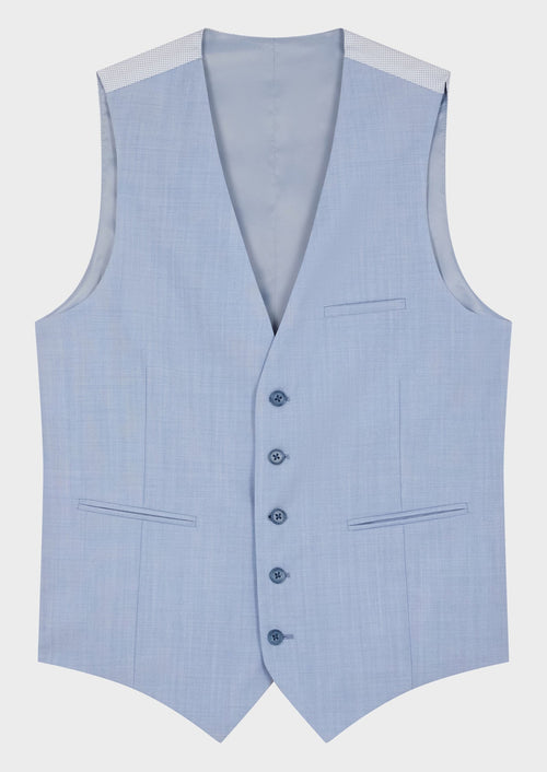 Gilet de costume en laine unie bleu turquin - Father & Sons   -  