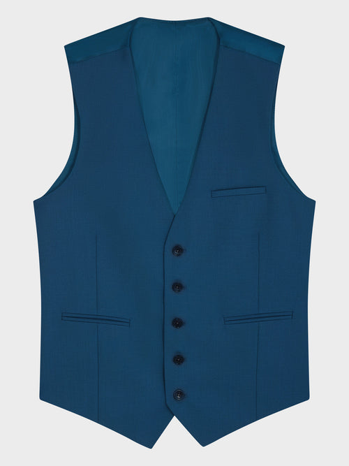 Gilet de costume en laine bleu pétrole - Father & Sons   - 5 