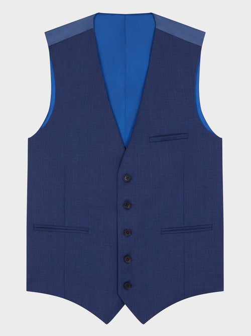 Gilet de costume en laine bleu cobalt - Father & Sons   - 5 