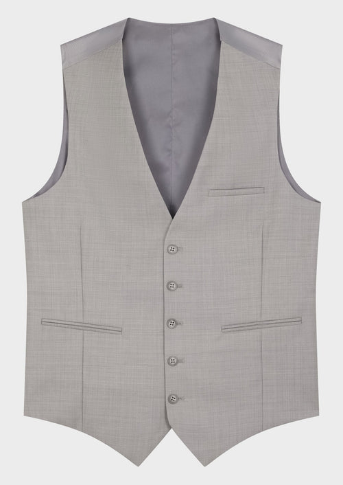 Gilet de costume en laine unie gris perle - Father & Sons   - 1 