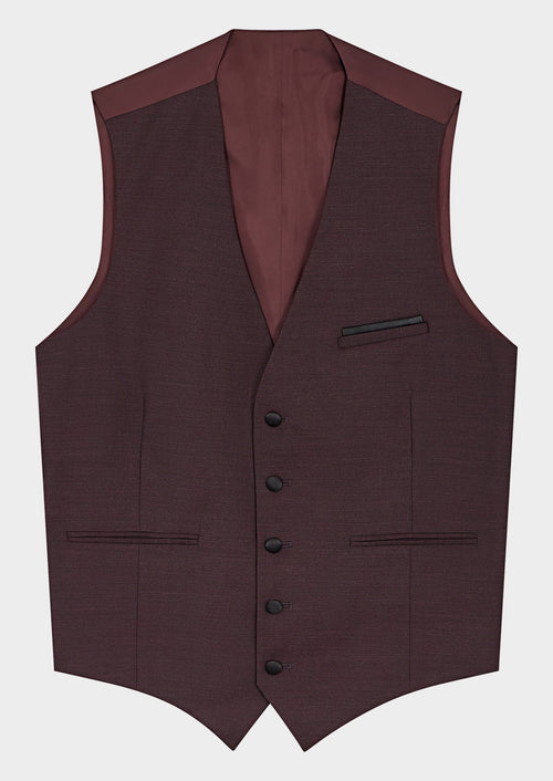 Gilet de smoking en laine unie bordeaux - Father & Sons   -  