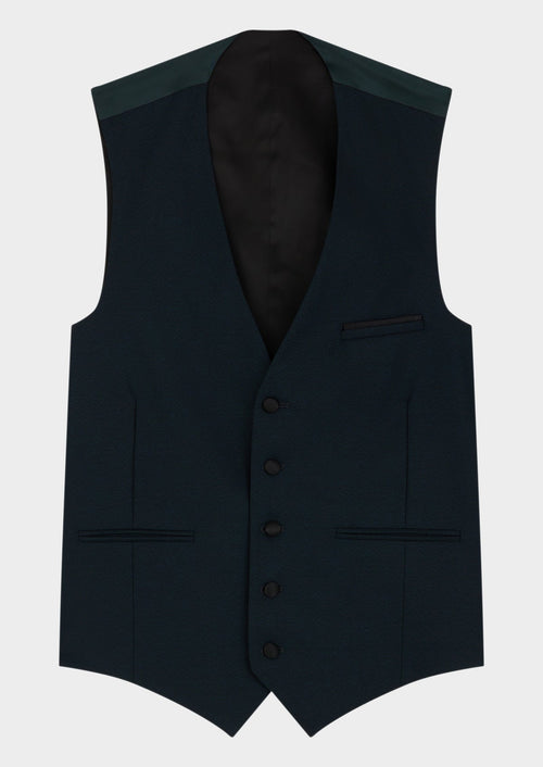 Gilet de smoking en laine unie prusse - Father & Sons   -  