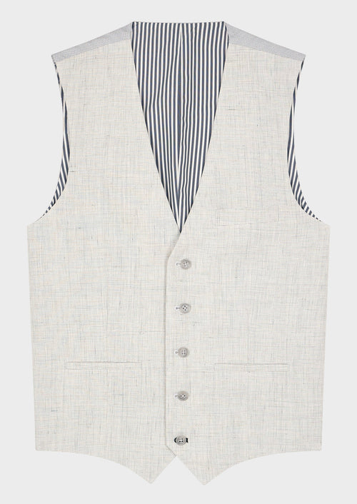 Gilet casual en lin gris perle Prince de Galles - Father & Sons   -  