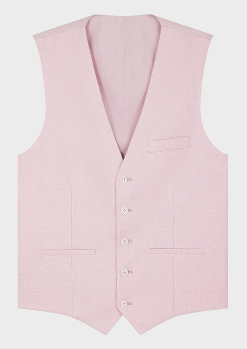 Gilet casual en lin et coton unis rose - Father & Sons   -  