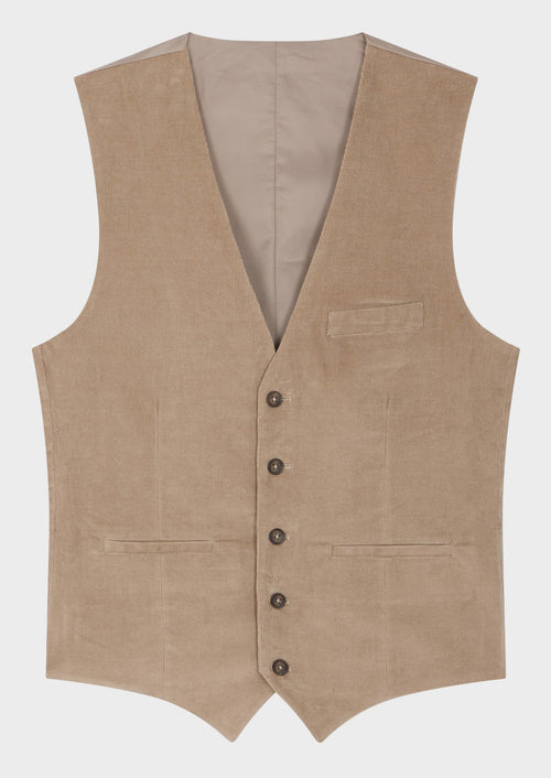 Gilet casual en velours côtelé uni sable - Father & Sons   -  