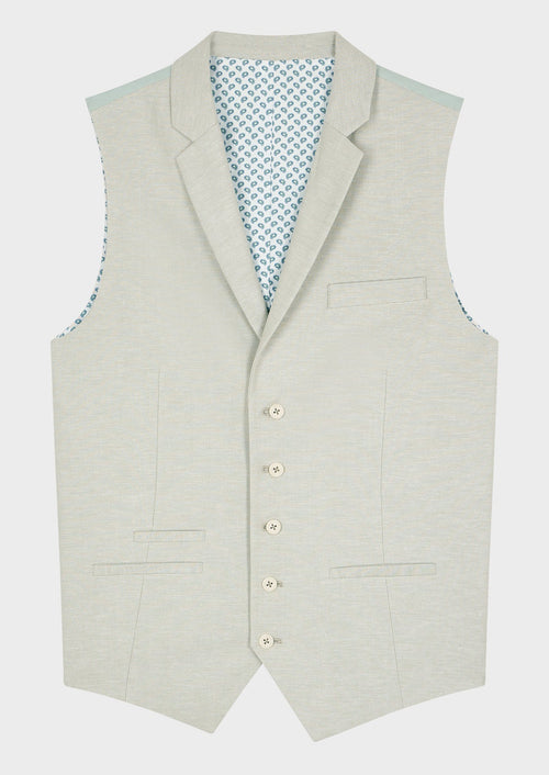 Gilet casual en coton et lin unis vert d'eau - Father & Sons   -  