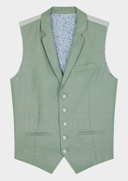 Gilet casual en lin uni vert - Father & Sons   -  