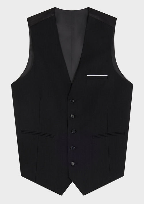 Gilet de costume voyage en laine stretch unie noire - Father & Sons   -  