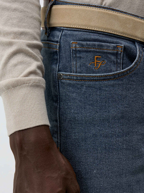 Jean Jody Slim en coton stretch bleu gris - Father & Sons   - 3 