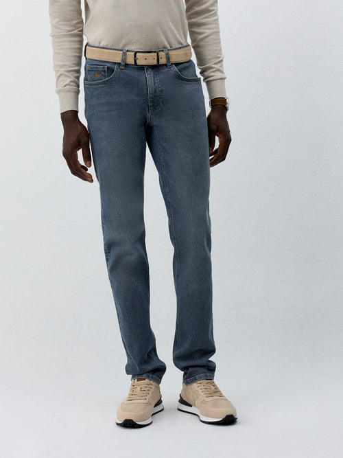 Jean Jody Slim en coton stretch bleu gris - Father & Sons   -  