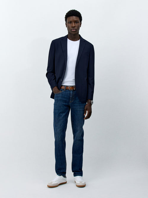 Jean Jody Slim en coton mélangé bleu indigo - Father & Sons   - 3 