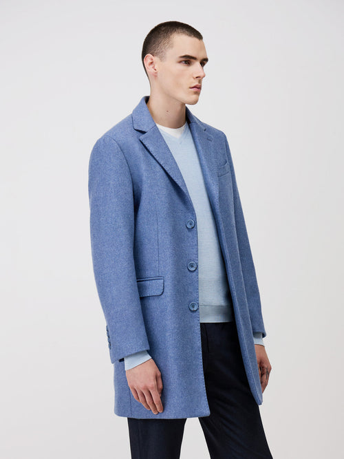 Manteau en laine mélangée bleu azur - 1 - Father & Sons   - 16 