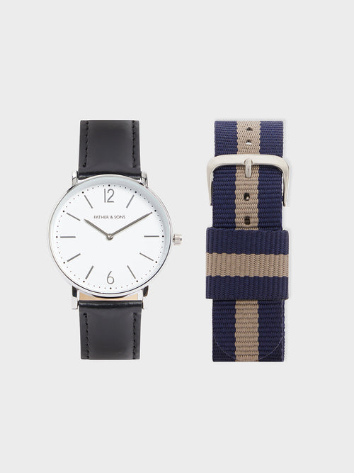 Montre 2 bracelets bleu marine - Father & Sons   - 1 