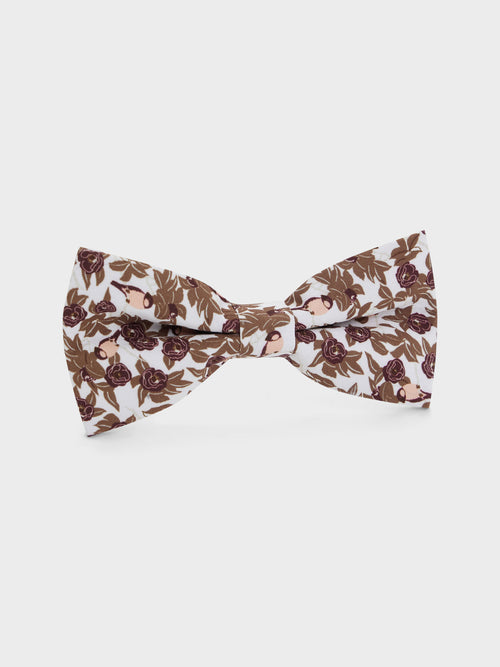 Noeud papillon bordeaux à motif fleuri rose et beige - Father & Sons   - 1 