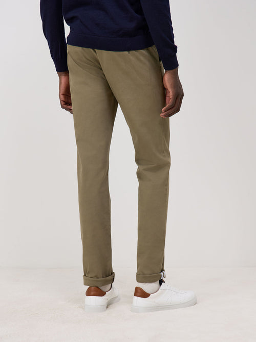 Chino slack skinny en coton stretch uni vert kaki - 2 - Father & Sons   - 20 