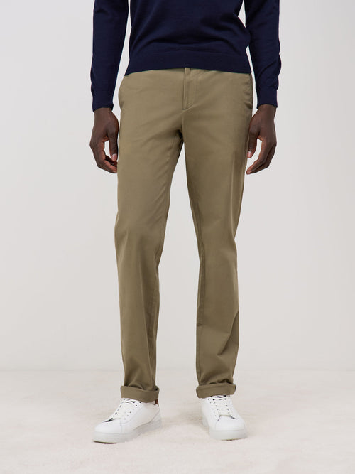 Chino slack skinny en coton stretch uni vert kaki - 1 - Father & Sons   - 20 