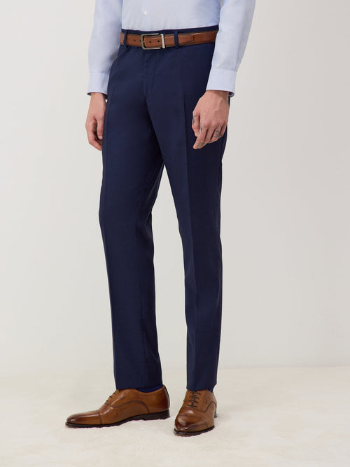 Pantalon coordonnable Regular en laine bleu marine Prince de Galles - Father & Sons   -  