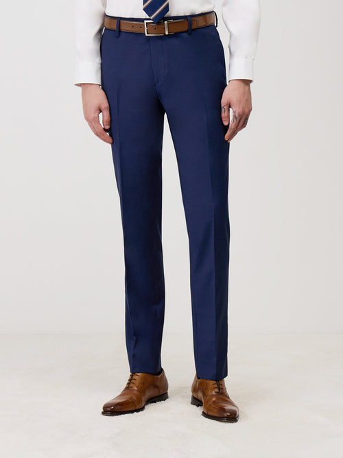 Pantalon coordonnable Regular en laine Marzotto unie bleu indigo - Father & Sons   -  