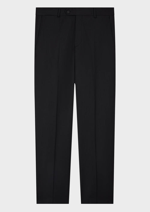 Pantalon coordonnable Regular en laine Marzotto unie noire - Father & Sons   - 3 