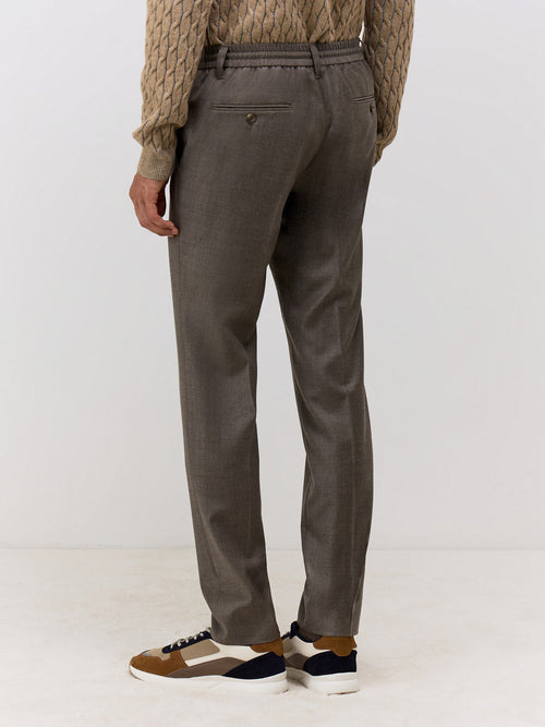 Pantalon coordonnable Slim en laine marron - Father & Sons   - 2 