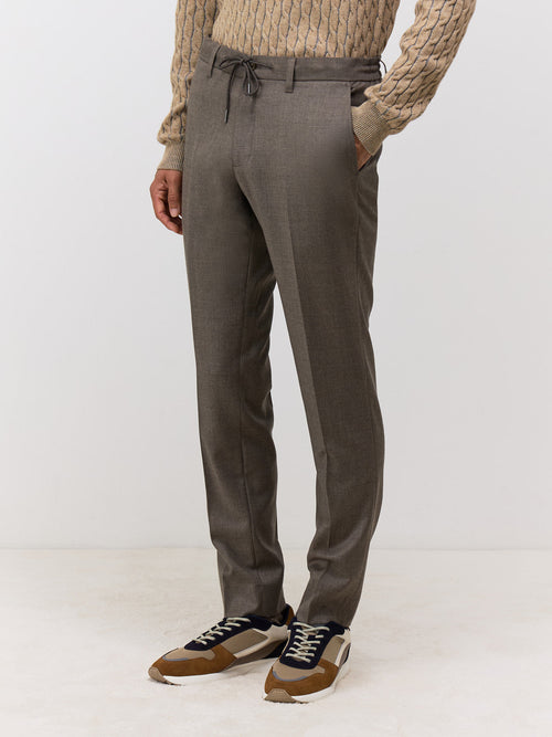 Pantalon coordonnable Slim en laine marron - Father & Sons   -  