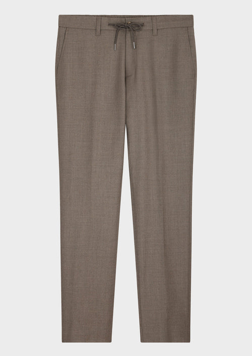 Pantalon coordonnable Slim en laine marron - Father & Sons   - 5 