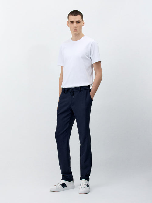 Pantalon casual skinny bleu marine - Father & Sons   - 4 