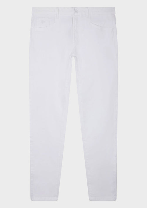 Pantalon casual skinny en coton stretch uni blanc - 1 - Father & Sons   - 16 