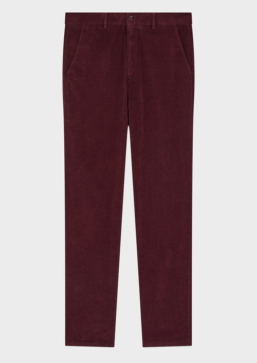 Chino slack skinny en velours côtelé uni bordeaux - 1 - Father & Sons   - 17 