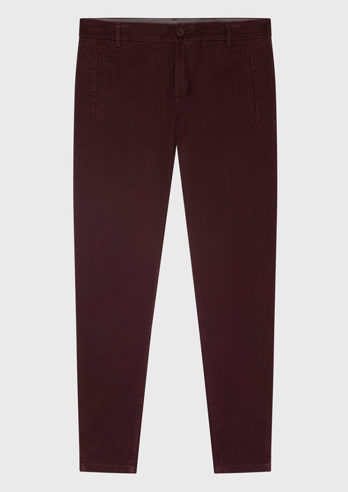 Chino slack skinny 7/8 en coton stretch bordeaux à motifs géométriques - 1 - Father & Sons   - 13 