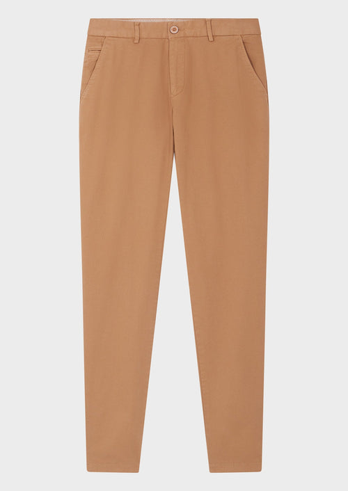 Chino slack skinny 7/8 en coton stretch uni camel - 1 - Father & Sons   - 19 