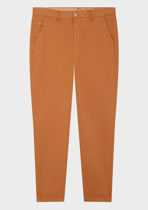 Chino slack skinny 7/8 en coton stretch uni caramel - 1 - Father & Sons   - 4 