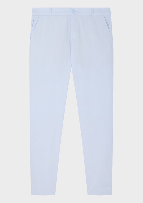 Chino slack skinny 7/8 en coton stretch uni bleu ciel - Father & Sons   - 4 