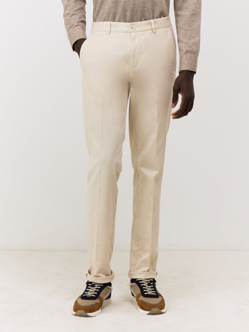 Chino slack skinny en coton stretch ficelle - 1 - Father & Sons   - 11 