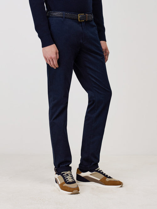 Chino slack skinny en coton mélangé bleu indigo - 1 - Father & Sons   - 12 