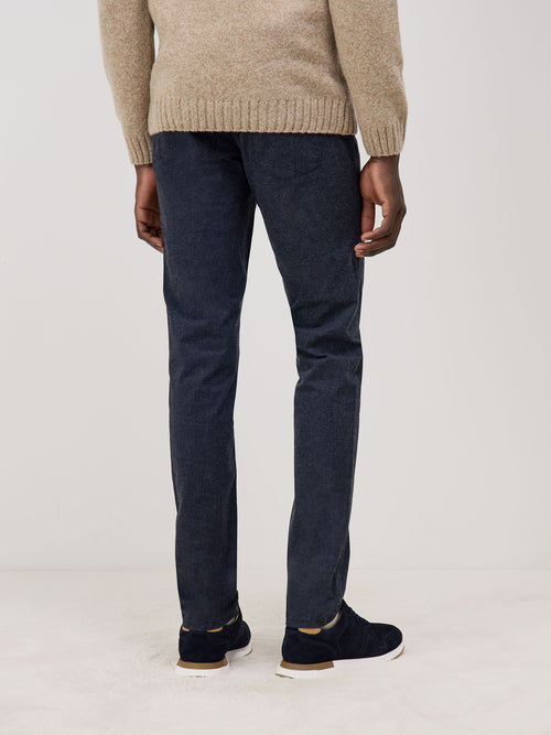 Pantalon casual skinny en coton mélangé bleu indigo - 2 - Father & Sons   - 1 