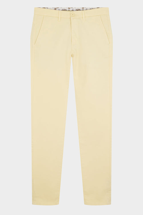 Chino slack skinny en coton stretch uni jaune - 1 - Father & Sons   - 3 