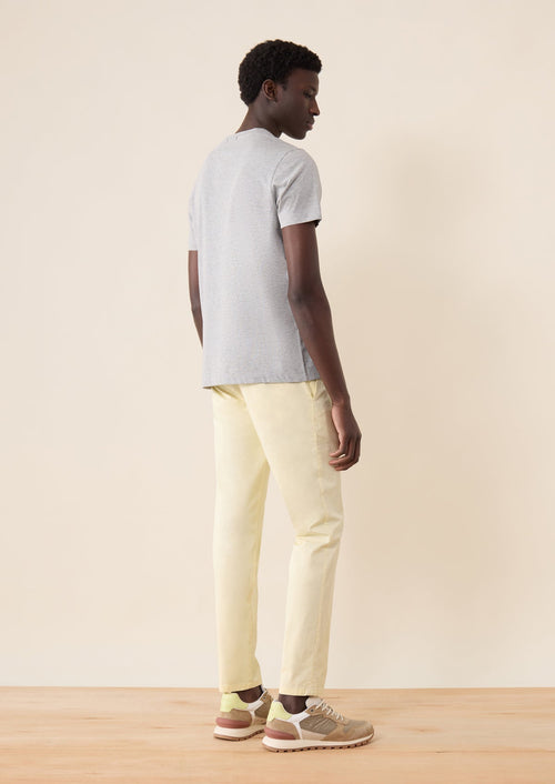 Chino slack skinny 7/8 en coton stretch uni jaune - 2 - Father & Sons   - 3 