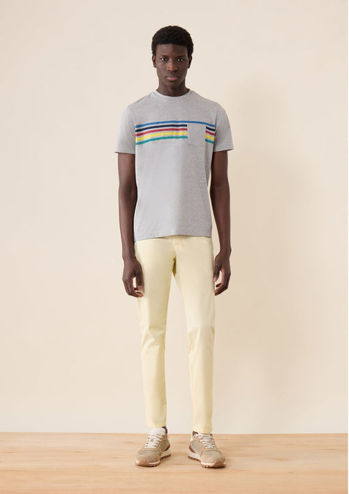 Chino slack skinny 7/8 en coton stretch uni jaune - 1 - Father & Sons   - 3 