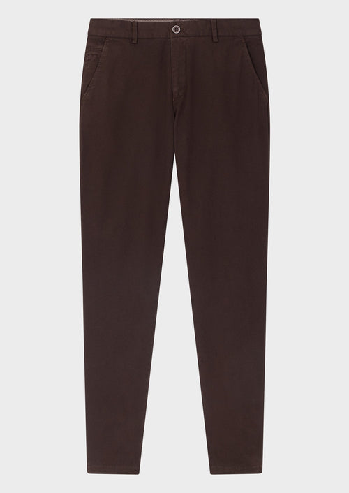 Chino slack skinny 7/8 en coton stretch uni marron glacé - 1 - Father & Sons   - 20 