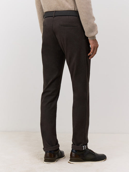 Chino slack skinny 7/8 en coton mélangé marron - 2 - Father & Sons   - 13 