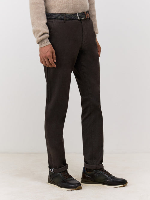 Chino slack skinny 7/8 en coton mélangé marron - Father & Sons   -  