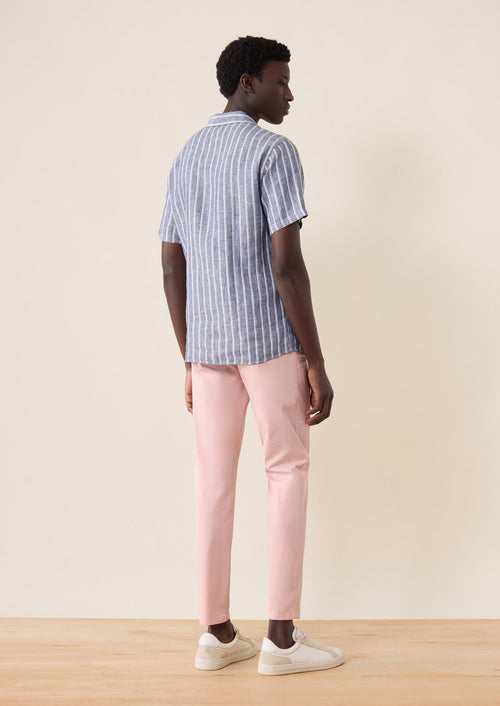 Chino slack skinny 7/8 en coton stretch uni rose - Father & Sons   - 2 