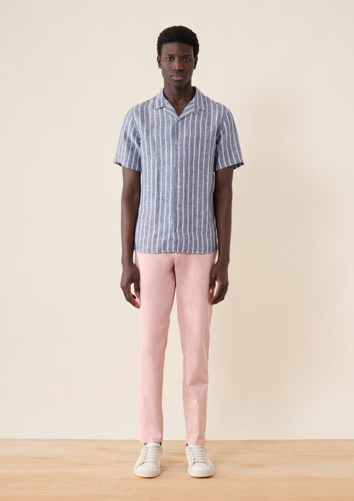 Chino slack skinny 7/8 en coton stretch uni rose - Father & Sons   - 1 