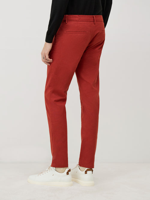 Chino slack skinny 7/8 en coton mélangé rouge - 2 - Father & Sons   - 4 