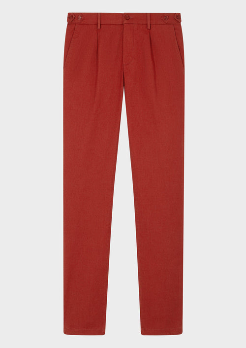 Chino slack skinny 7/8 en coton mélangé rouge - Father & Sons   - 5 