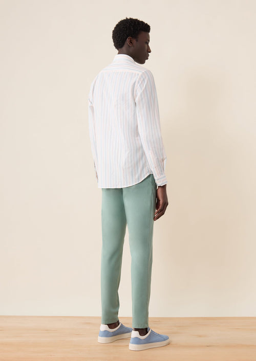 Chino slack skinny 7/8 en coton stretch uni vert - 2 - Father & Sons   - 17 