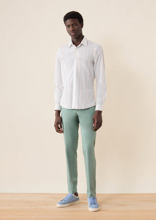 Chino slack skinny 7/8 en coton stretch uni vert - 1 - Father & Sons   - 17 