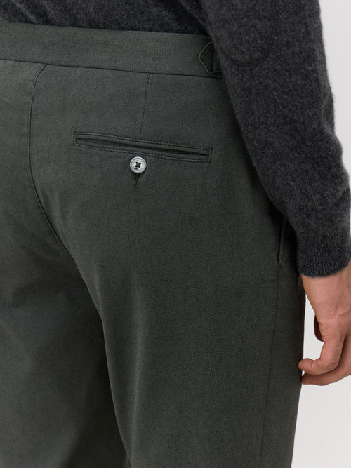 Chino slack skinny 7/8 en coton mélangé olive - Father & Sons   - 3 